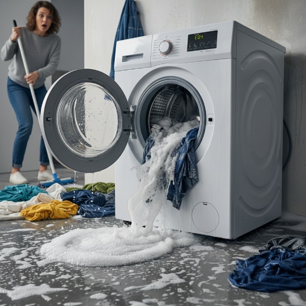 آب ‌گیری بیش از حد در ماشین لباسشویی تعمیر ماشین لباسشویی در تهران خرابی لباسشویی